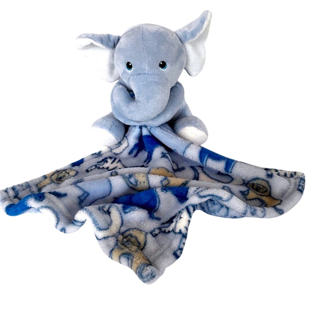 Little Beginnings Blue Elephant Lovey Security Blanket Plush Safari Zoo CozySoft